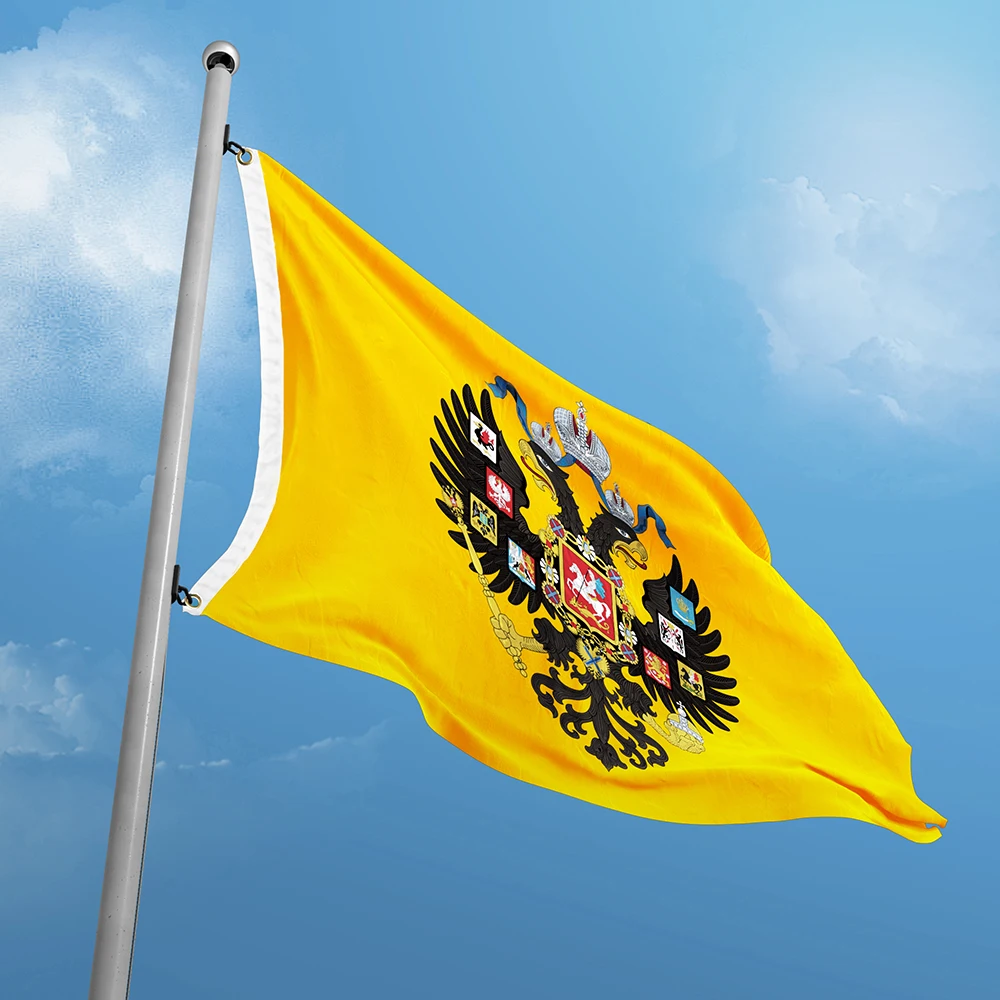 Russian Imperial Black Eagle Flag 3ft x 5ft Polyester Banner Flying 90* 150cm Double Stitching Fine Sewing Custom Outdoor Use