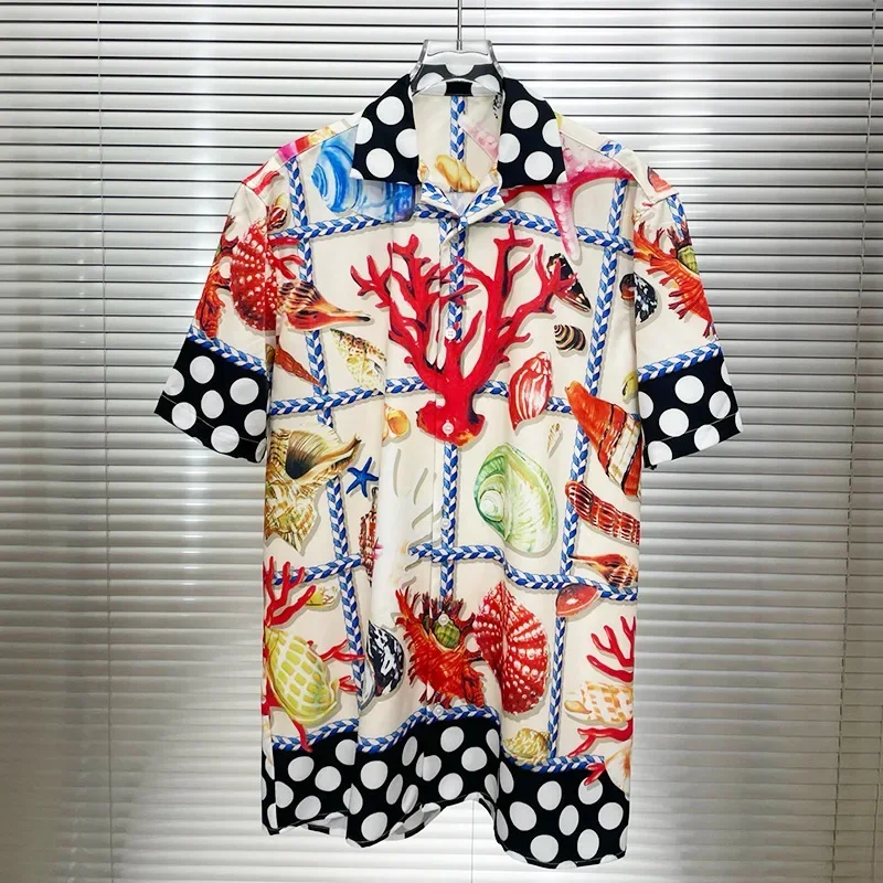 

Loose Short Sleeve Shirts for Men Summer Designer Clothes Casual Social Paisley Colorful Digital Printed Shirt Camisas De Hombre