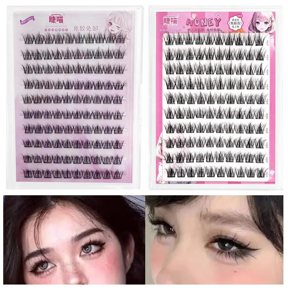 Self Adhesive Eyelashes Glue Free Fake Lashes Natural Look Mixed Tray DIY Eyelash Extension Volume Lash Clusters Eyelashes Long