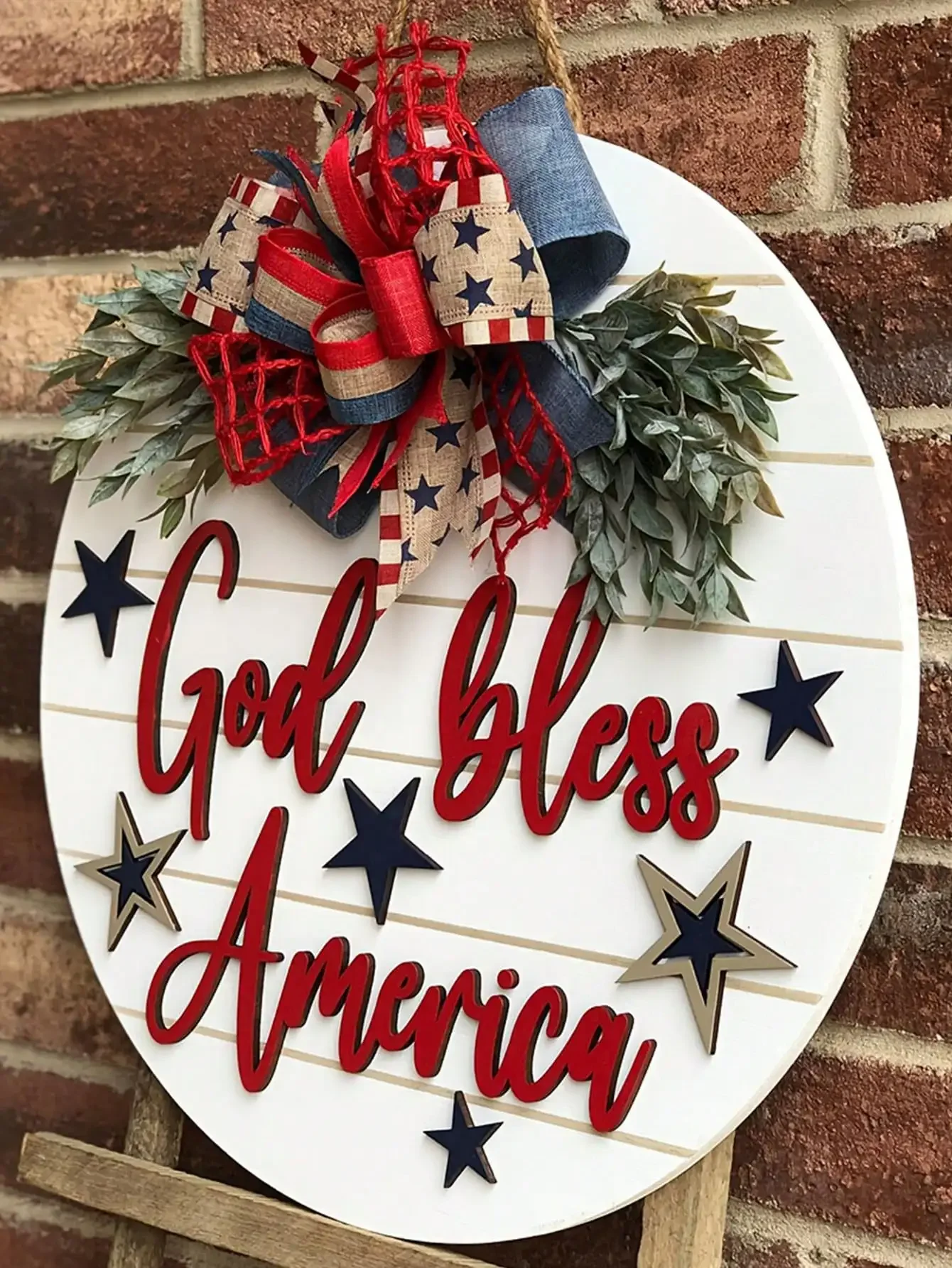 

July 4th Independence Day Front Door Decorations, God Bless America Door Hangers, American-Style Home Decorations, Door Signs, Patriotic Wreaths, Farmhouse Outdoor Signs, Gifts, Holiday Hanging Decorations,Perfect gift