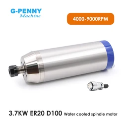 G-Penny 220v/380v 3.7kw ER20 Metal Working Spindle Motor 4000-9000rpm 300hz 4Pole water Cooled for Iron,Stainless steel,Copper