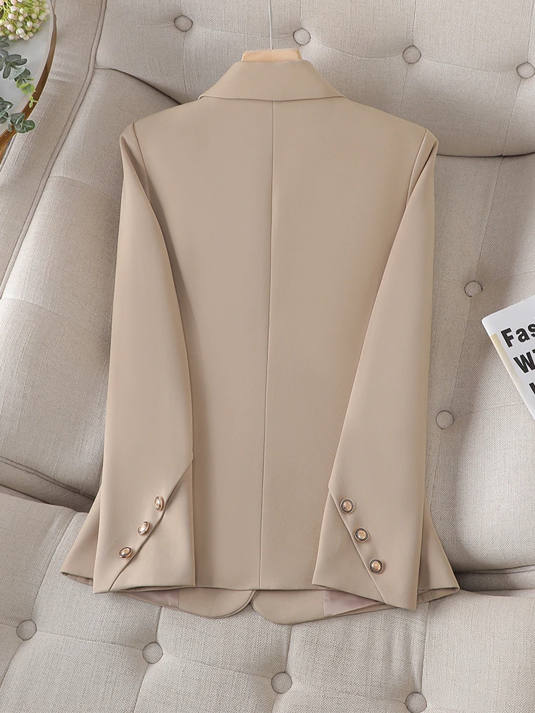 Solid Blazers for Women 2023 Fashion Notched Single Breasted Coats Office Ladies Vintage Elegant Casual Slim Jacket Blazers