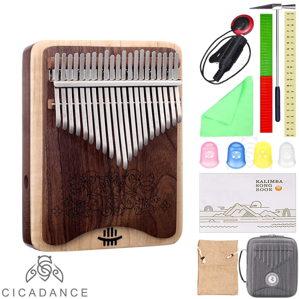 

Professional Kalimba 21 Key Thumb Piano Black Walnut Calimba With Storage Bag Pickup Tuning Hammer Musical Instruments Gift Idea