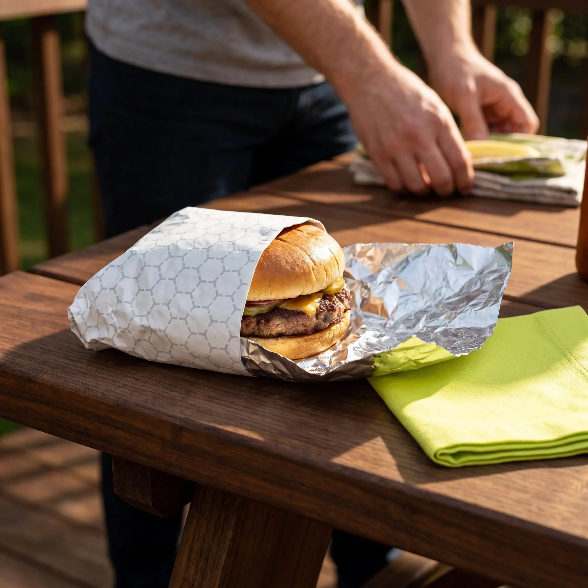 50pcs Aluminum Foil Wrapping Sheets Insulation Paper Food Delivery Packaging for Sandwhich Burger Bread Pizza Hot Food