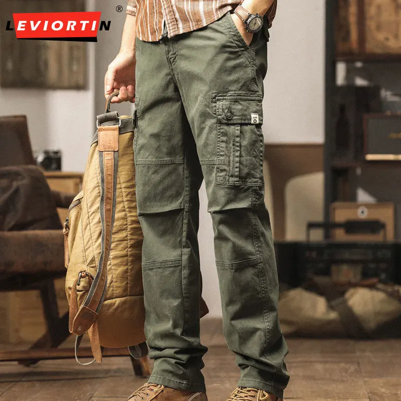 

2025 Spring and Autumn American Retro Fashion Urban Stretch Outdoor Durable Training Multi Pocket Combat Work Pants for Men