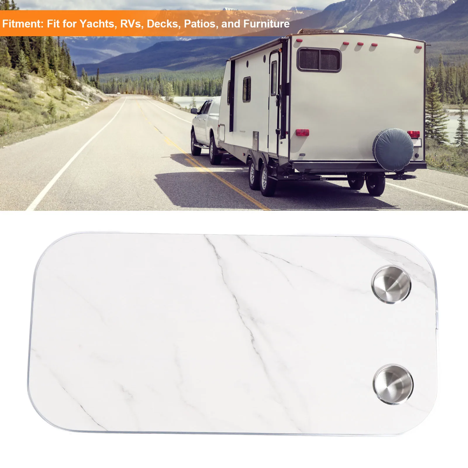 800X400mm RV Tafelblad met 2 Bekerhouders Aluminium Rand Verwijderbaar Tafelblad voor Jacht Boot Bureau Patio