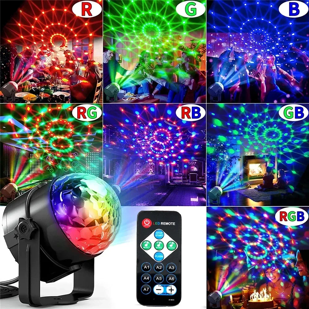 

7 Colors Strobe Light Sound Activated Stage With Remote Control Disco Ball Lamps For Home Room Parties Kids Birthday Wedding Bar