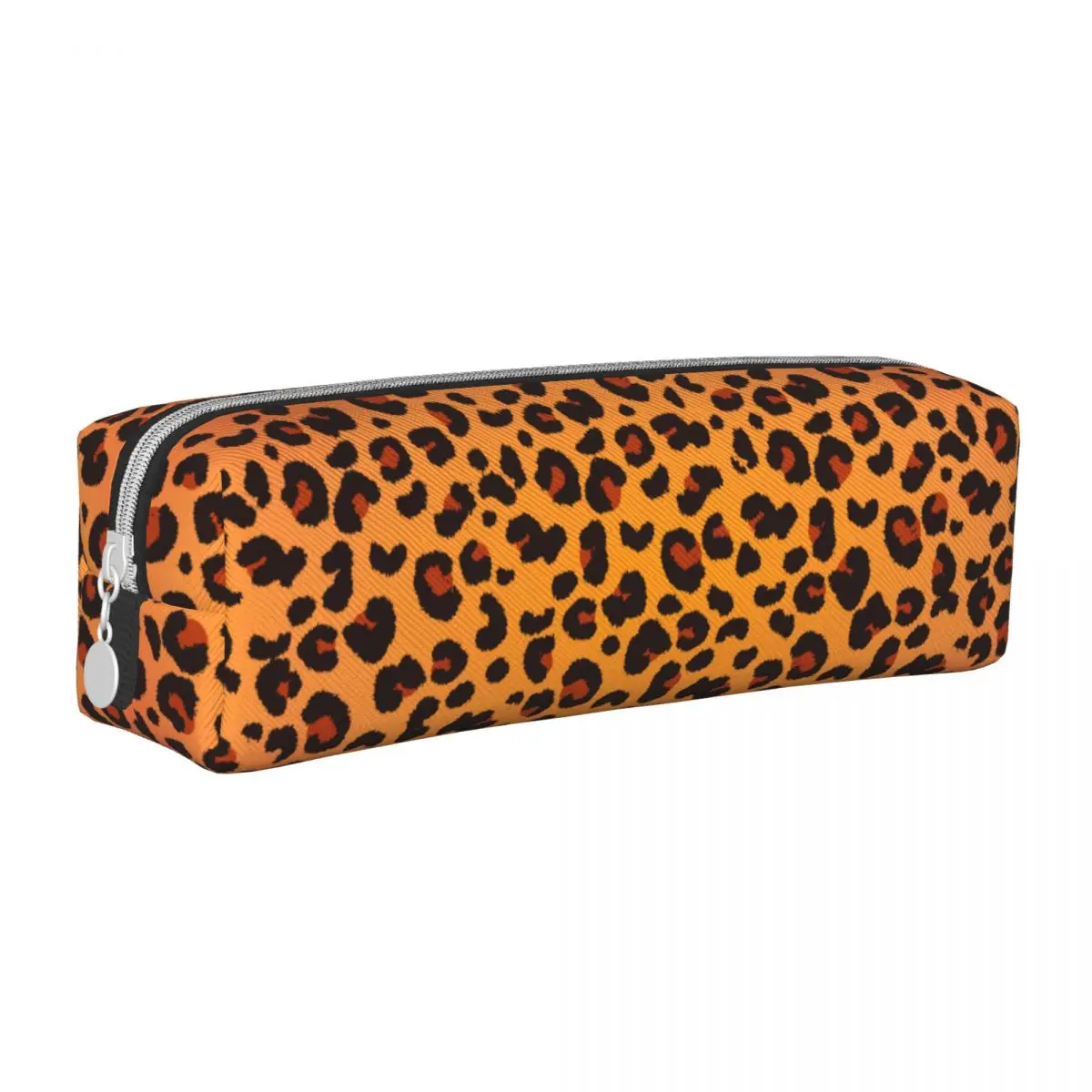 Estojo de lápis com estampa de pele de animal de leopardo, caixa de caneta para meninas e meninos, bolsa grande de armazenamento, estudantes, escola, zíper, papelaria