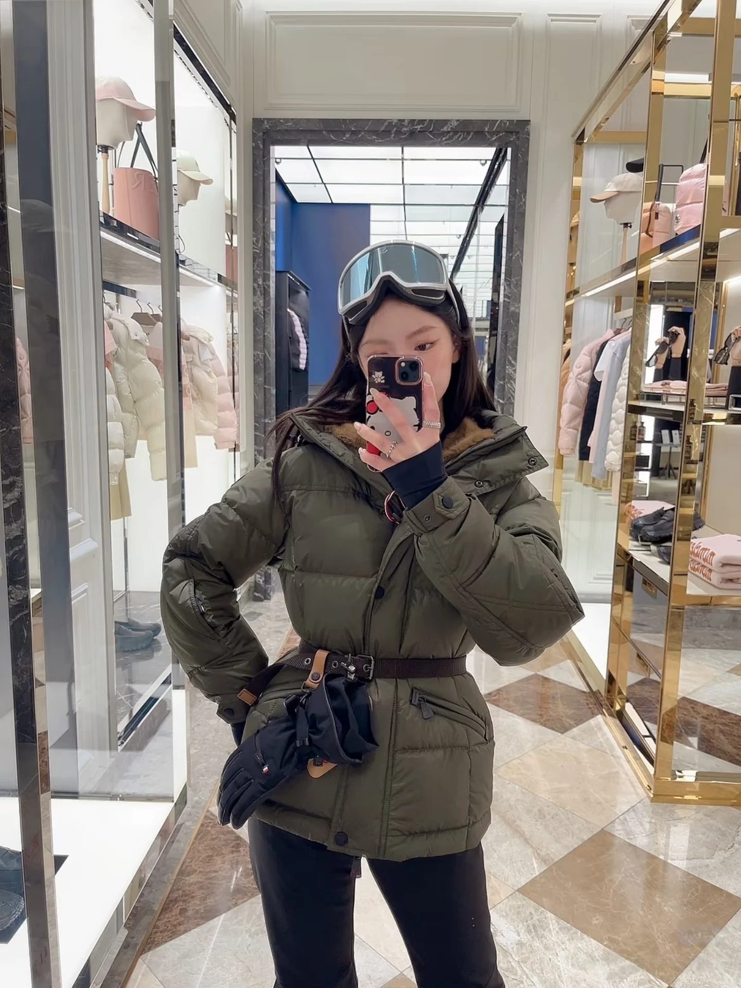 

Outdoor Snow Skiing down Jacket Women's Fleece Collar Adjustable Waist Belt Three-Proof No-Wash Memory Fabric Waterproof