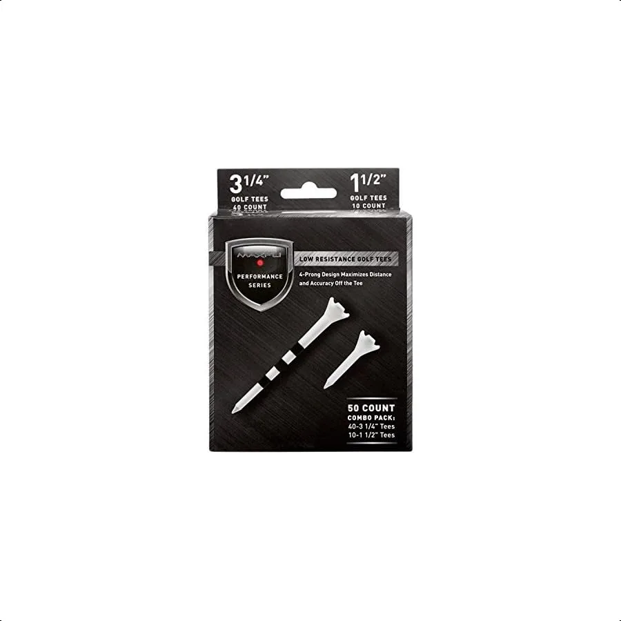 Maxfli Performance Series Golf-Tees mit geringem Widerstand, 3,25 Zoll und 1,5 Zoll, weiß, 50er-Pack