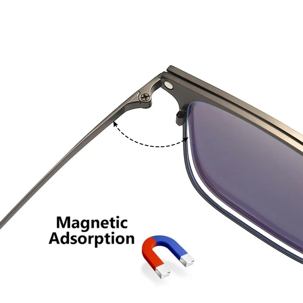 

Metal Computer Glasses Night Vision Anti-Blue Light Glasses 3 In 1 Glasses Set with Magnet Clip On Sunglasses Lenses Polarized