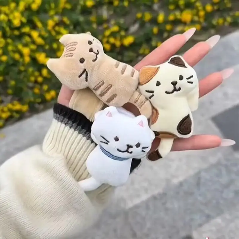 Kitten plush bag pendant keychain cartoon plush doll bag charm soft animal stuffed toy girl student gift