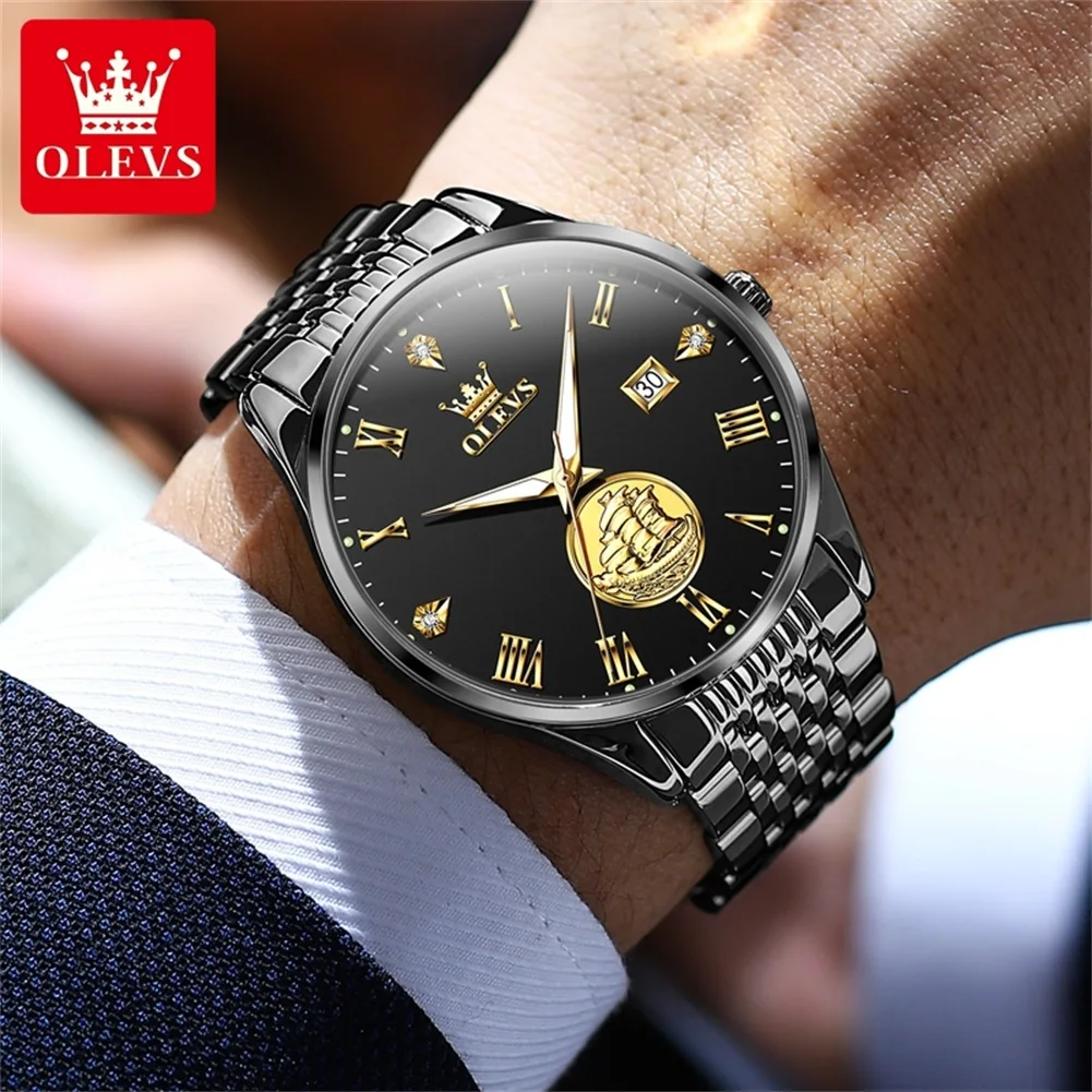 OLEVS 6696 Stainless Steel Automatic Mechanical Watch for Men Fashion Sailing Design Wristwatch Luxury Original Brand Man Watch