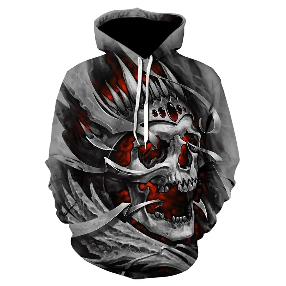 

3D Printing Hoodie Men Punk Skull Fashion Skeletor Y2k Graphic Sweatshirts Casual Goth Streetwear Oversized Pullover Autumn Tops