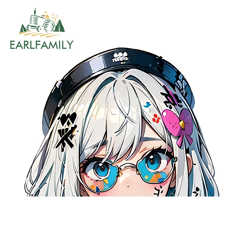 EARLFAMILY 13cm Paint Anime Loli Peeker Car Stickers Slap Eyes Personality Windows Decal Creative Warning Trunk Car Accessories