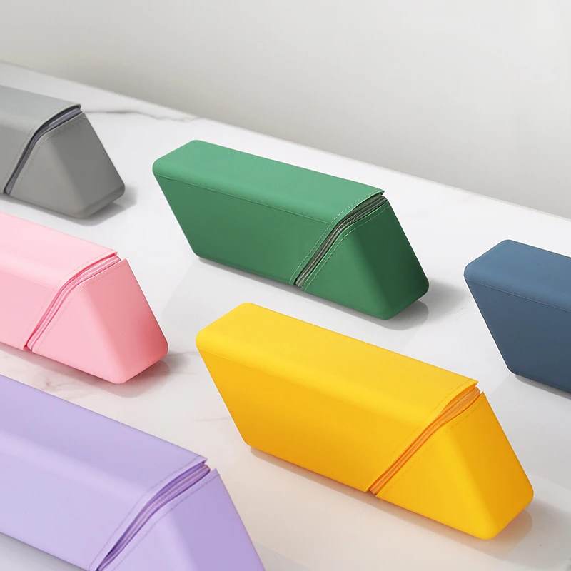 Multi-Purpose Stationery Box Gift for Student Silicone Pen Holder Creative Large Capacity Pencil Case Foldable Desktop Organizer