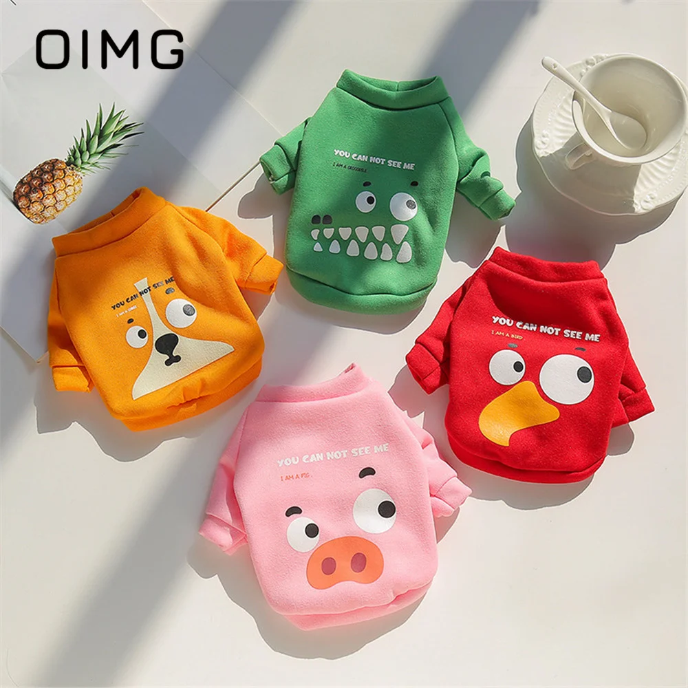 

OIMG Autumn Winter Pet Pullover Cartoon Warm Small Dogs Sweater Teddy Bichon Pomeranian Casual Cat Dog Pure Cotton Clothes