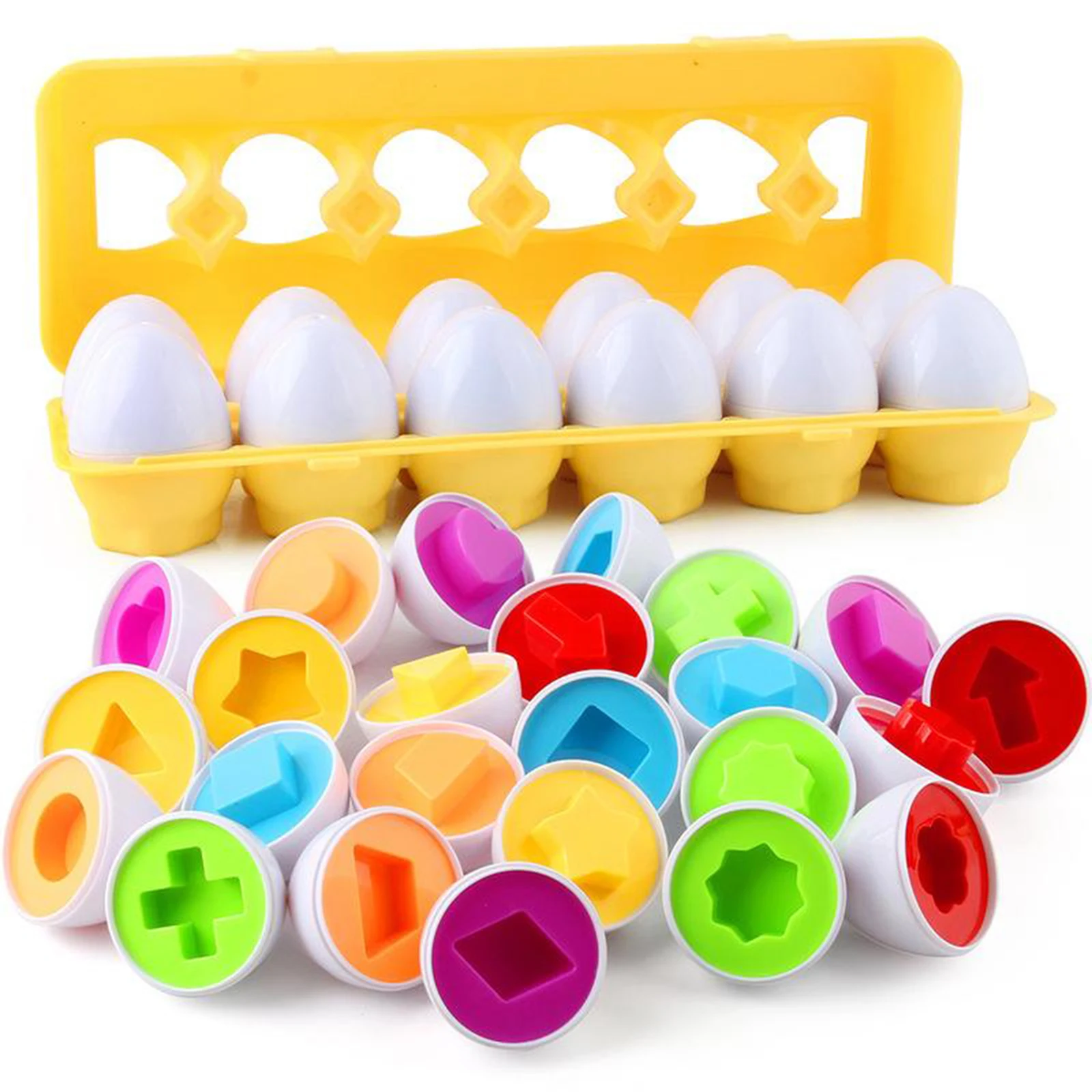 Montessori Puzzle Game Color Shap Reconhecimento Egg Matching Toy para o bebê Aprendizagem Toy Educacional precoce para identificar cores