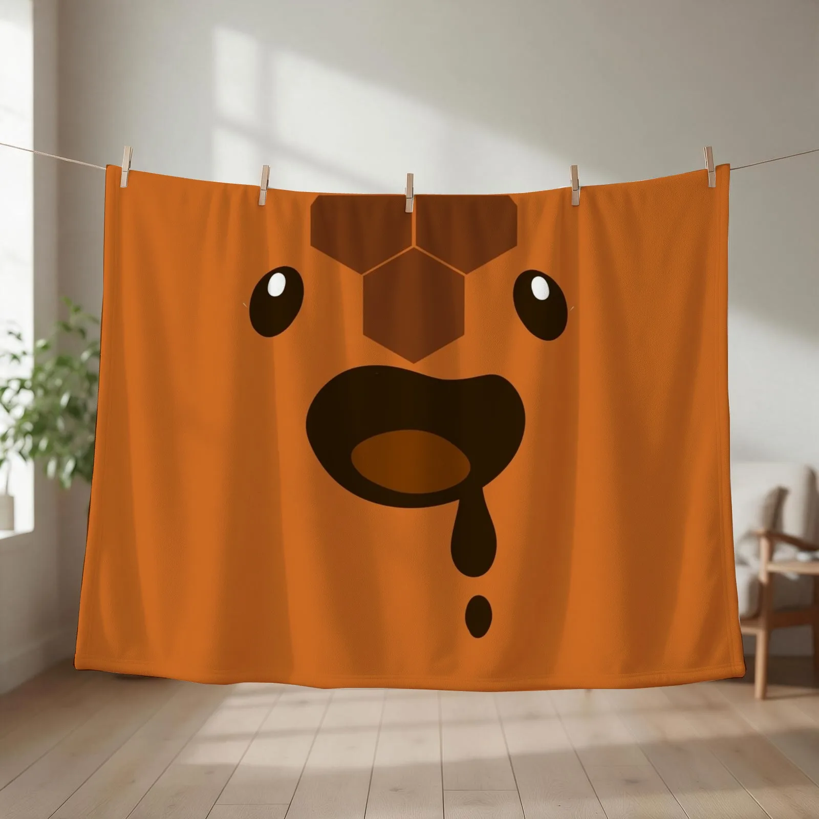 Honey Slime - Cute Face Cut Out Throw Blanket Soft Plush Plaid Thermals For Travel Summer Blankets For Baby Blankets