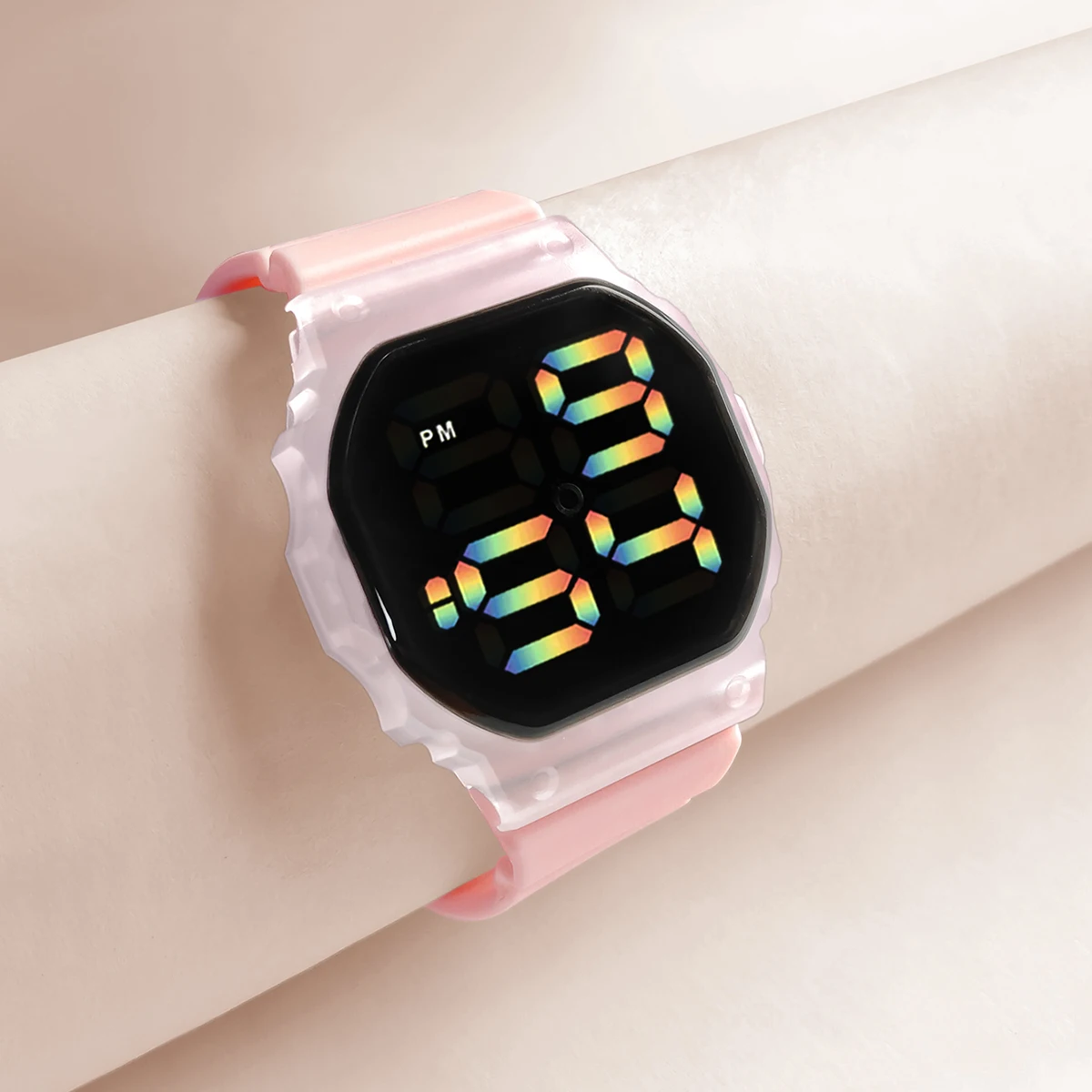 Hot Selling kids Sports Electronic Watch Minimalist Polygonal LED Illusion Luminous Student Sports Watch Bracelet