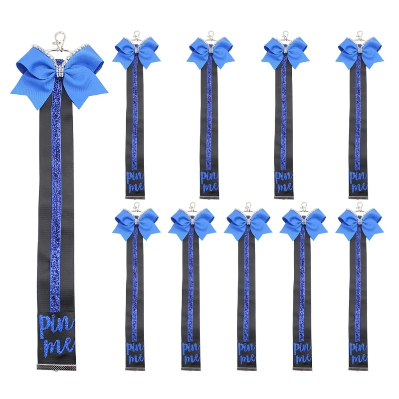 

652F Cheerleader Ribbon Keychain with Glitter Letters for Team Bonding Event and Sports Competitions Handmade Backpack Charm