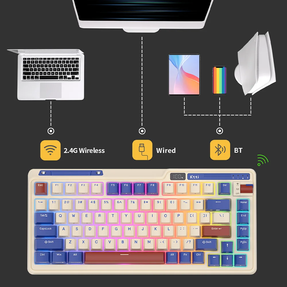 KZZI K75 PRO RGB Wireless 75% Mechanical Keyboard - Hot Swappable