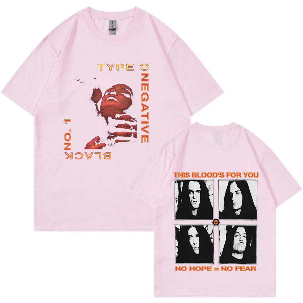 تي شيرت بأكمام قصيرة للرجال والنساء ، فرقة روك من النوع O قبلات دموية سلبية ، معدن قوطي ، عتيق ، هيب هوب ، قطن