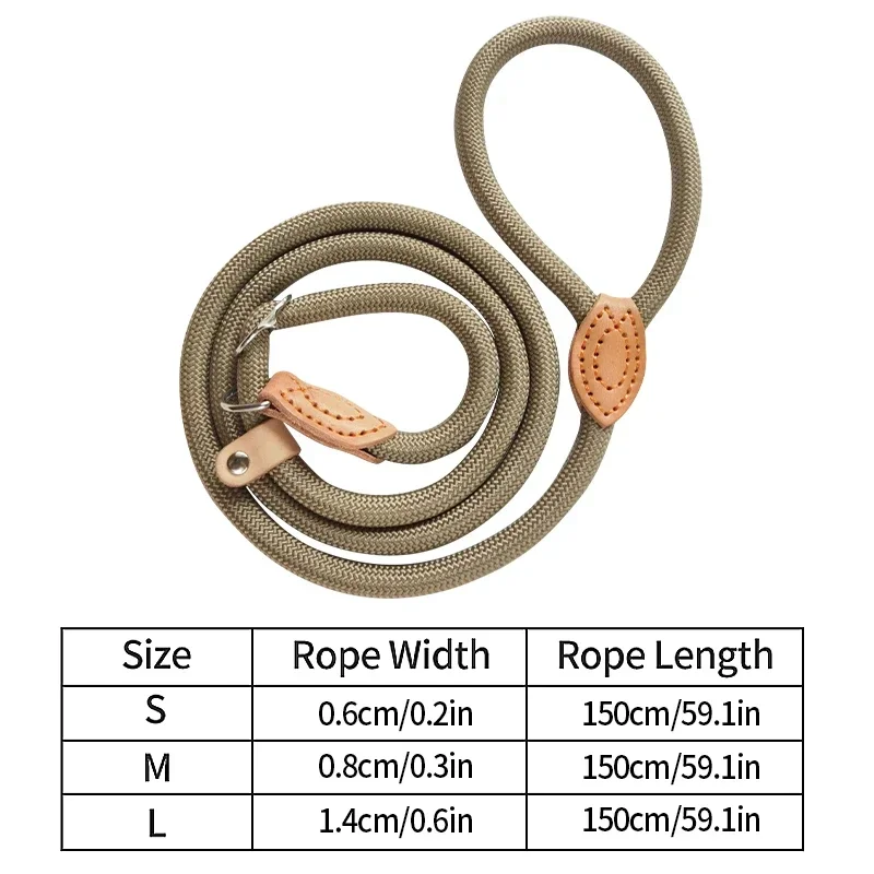 Dog Walking Leash Slip Rope Lead Leash Heavy Duty Braided Rope Adjustable Loop Collar Training Leashes for Large Dogs