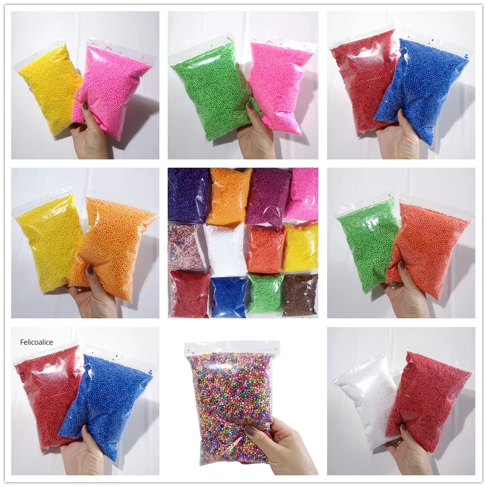 13g 2.5-4mm New Mini Assorted Colorful Tiny Polystyrene Styrofoam Slime Filler Foam Beads Balls for Christmas Decor