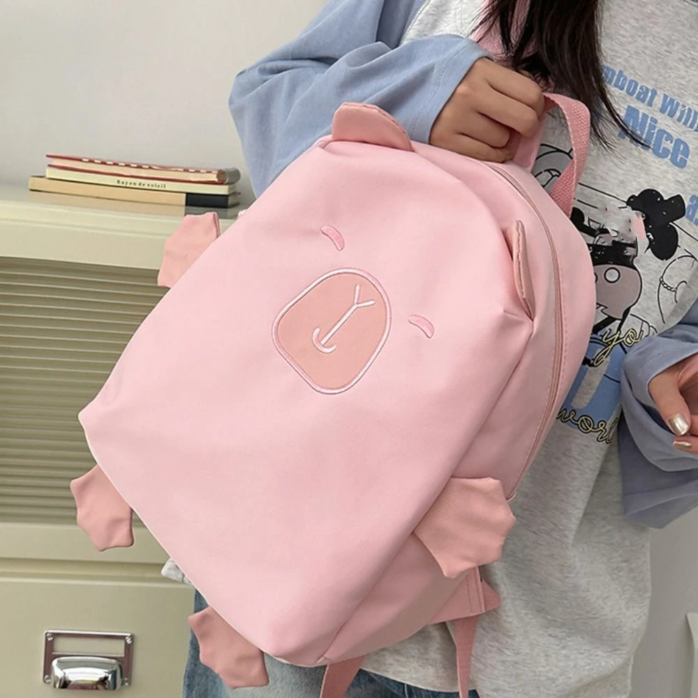 Große Kapazität Capybara Nylon Rucksack Kawaii Koreanischen Stil Capybara Schultasche Handtasche Schultertasche Cartoon Studenten Büchertasche