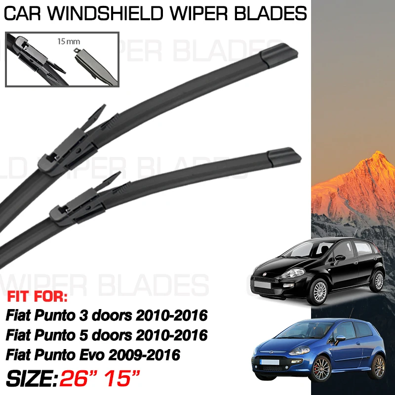 2x Wiper Blades For Fiat Punto Evo 2009-2016 Fiat Punto 3 doors Fiat Punto 5 doors 2010-2016 Accessories Windshield Washer Brush