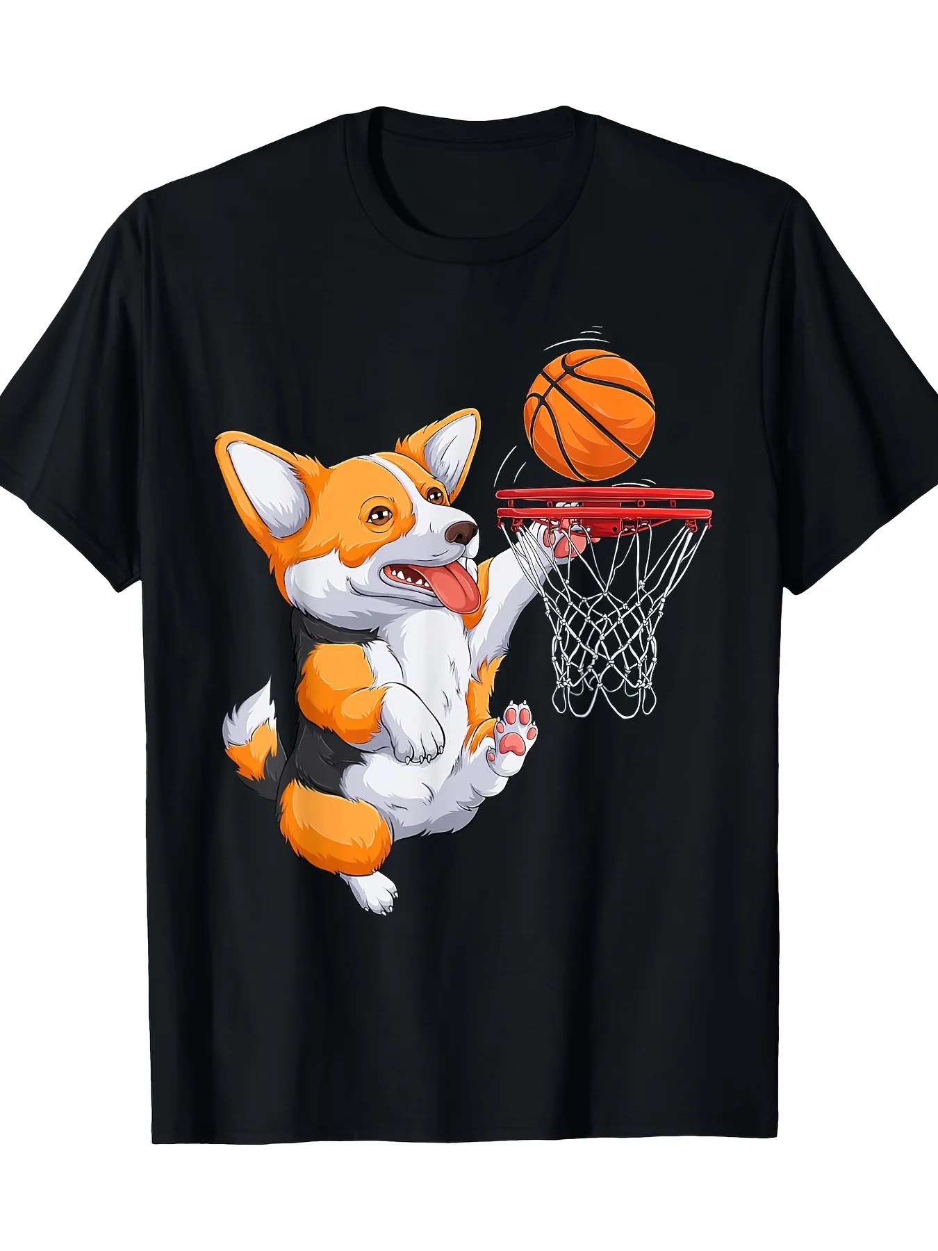 Corgi Puppy Corgi Basketball For Pet Lovers Women Men 220g 100% Cotton T-Shirt