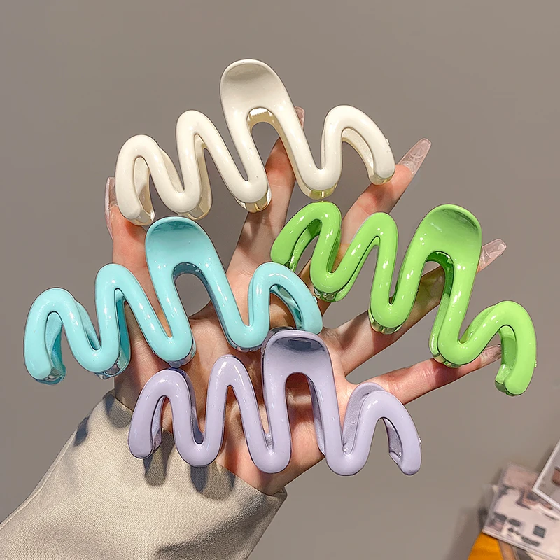 Large Wave Style Hair Pins Hair Clips Claw For Women Girls Fashion Design Korean Hairpin Sweet Simple Irregular Headwear