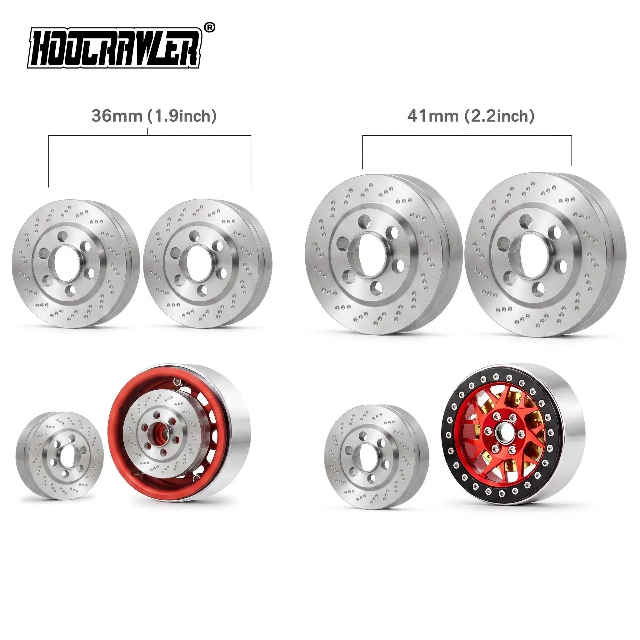 1.9/2.2Inch Wheel Rims Internal Counterweight 2Pcs Stainless Steel Balance Weight for 1/10 RC Crawler Model Upgrade Accessories