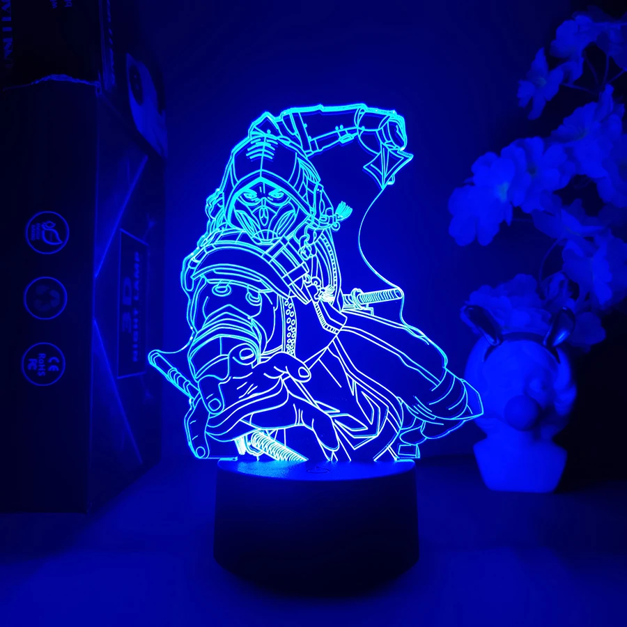 Scorpion Zero Sub Mortal Kombat Nightlight 3D ภาพลวงตาเกม Backlight Super Cool Gamer ตกแต่งตารางโคมไฟการตั้งค่า LED RGB โคมไฟ