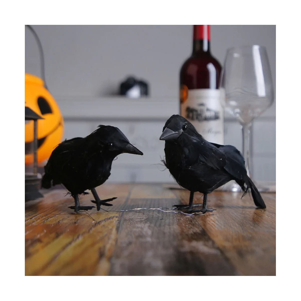 Simulação Corvo Preto Modelo Animal, Artificial Bird Ravens Prop, Decoração de festa de Halloween, Decoração do jardim, B