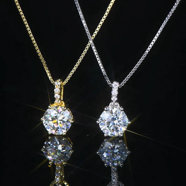 Prawdziwy 1,0 ct 2-karatowy naszyjnik z moissanitem w kolorze D dla kobiet Naszyjnik ze srebra próby 925 Biżuteria urodzinowa pozłacana