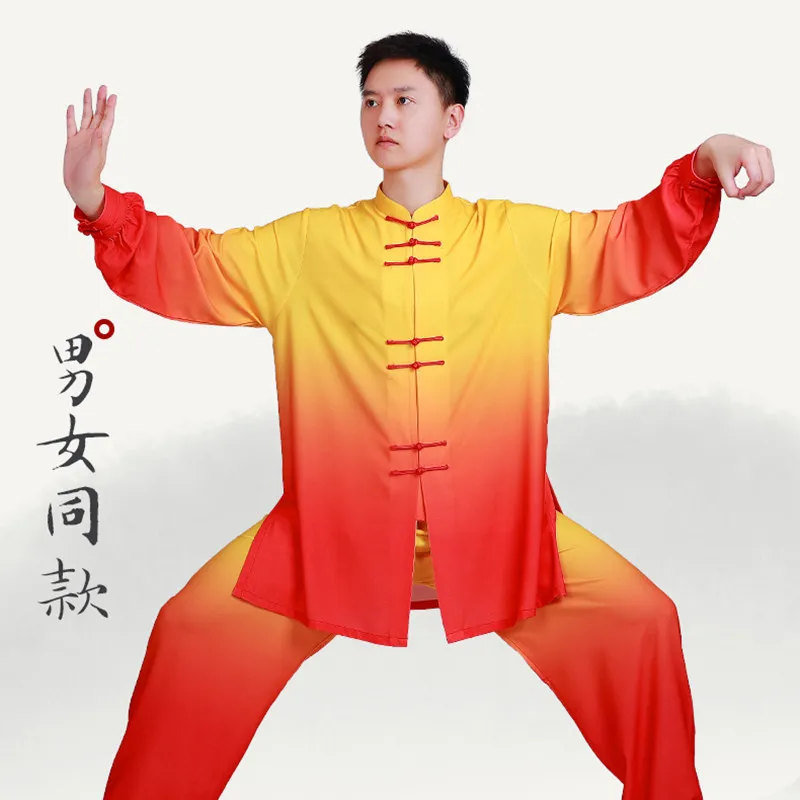 Martial Arts Tai Ji Suit Women's  Competition Performance Gradient Color Shadowboxing Exercise Clothing Men's Spring