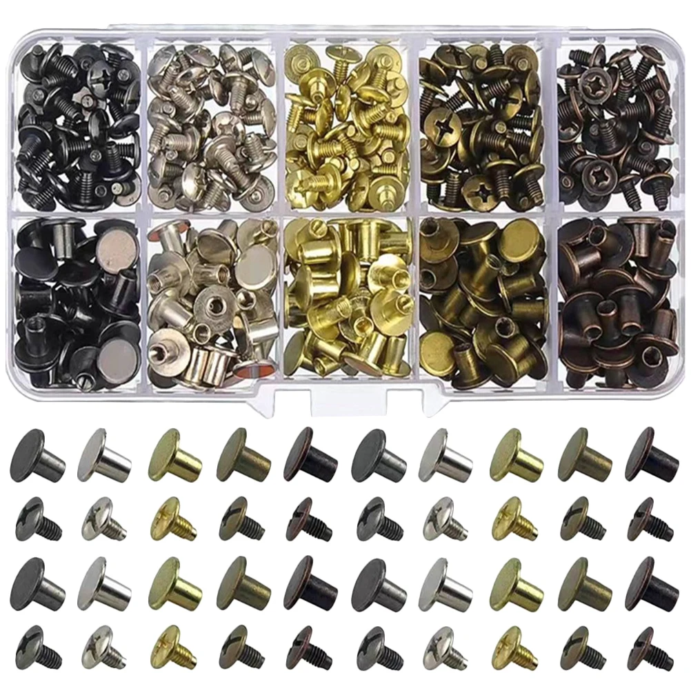 

150 Sets Metal Rivets Iron Material Strong Safe Decorative Fittings for Supplies Bag Belt Screw Studs