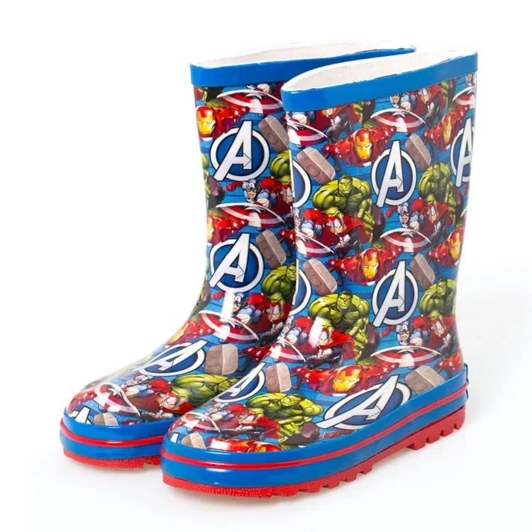 New Disney cartoon kids  Spider-Man Rain Boots Student Rain Boots Children's Fashion Non-Slip Short shoes