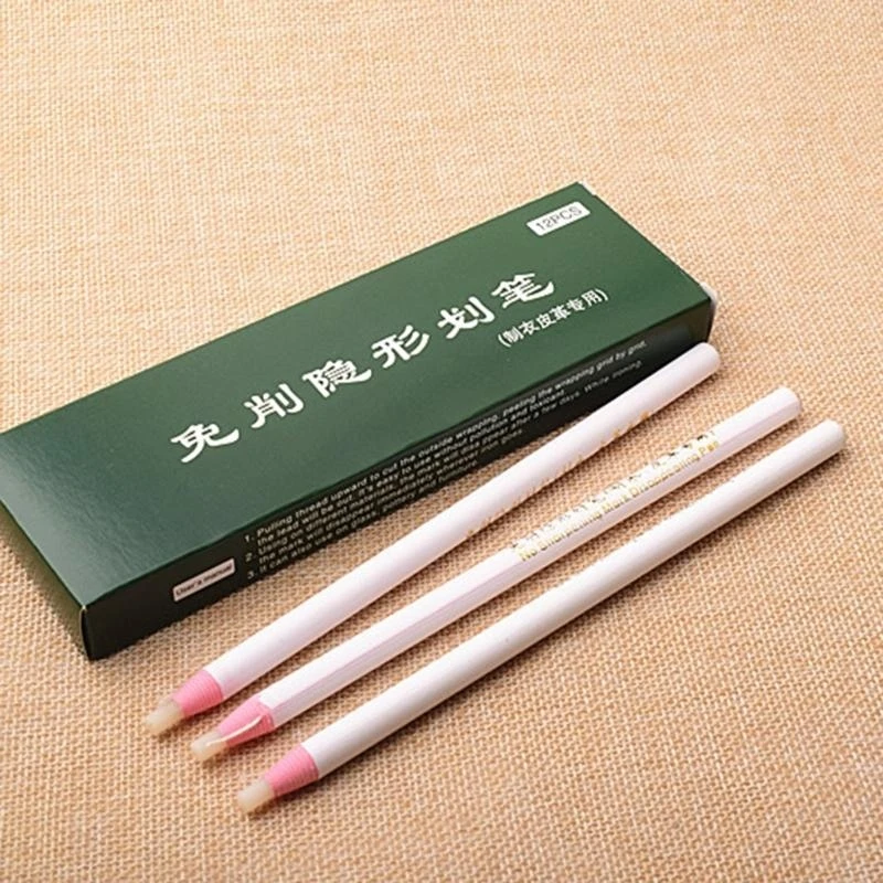 W89C 12pcs خياطة قلم رصاص لا شحذ النسيج الأبيض قلم رصاص قلم رصاص أقلام أقلام رصاص خياط لأداة علامات الجلود