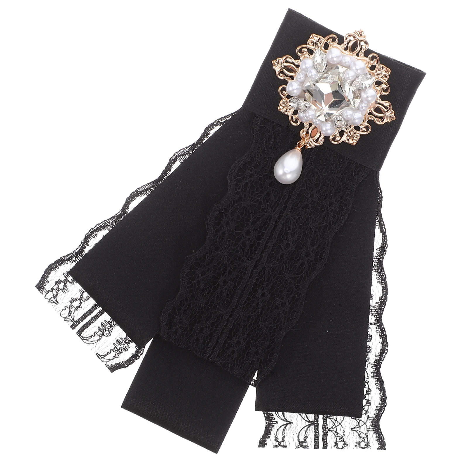 

Lace Ribbon Bow Tie Fake Rhinestone Collar Brooch Pins For Women Bowknot Rhinestone Pin Clothing Bag Decoration