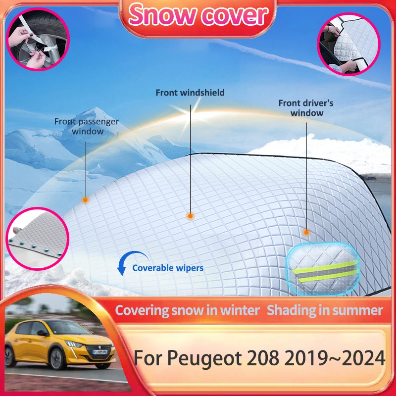 Car Windshield Snow Cover For Peugeot 208 E-208 GT MK2 P21 2019~2024 2019 2020 2023 Sunshade Anti-frost Protective Accessories