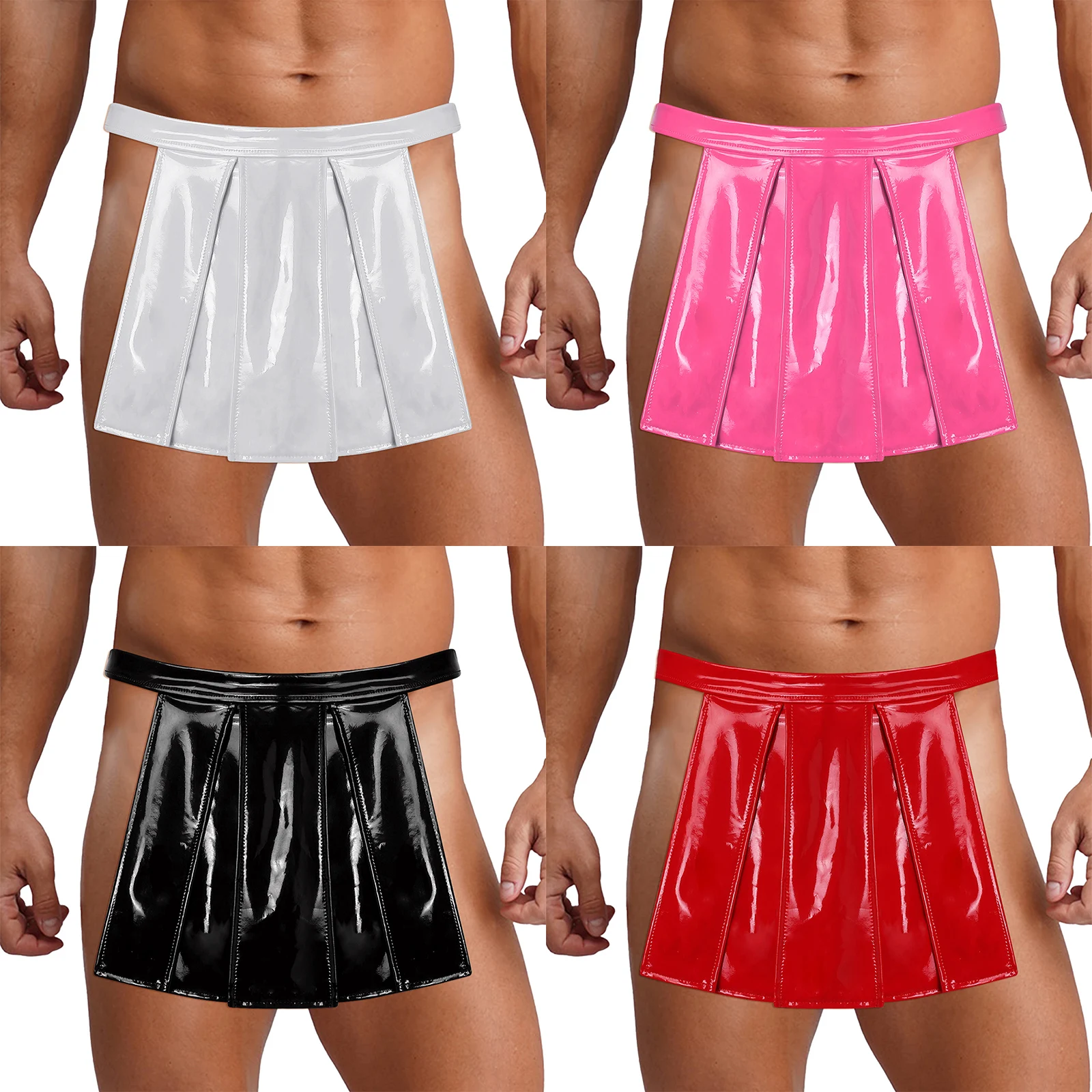 

Мужские трусы-боксеры в стиле сумо из глянцевой кожи с плиссировкой спереди, для ночных клубов, рейв-вечеринок, сексуальные трусики для сисси