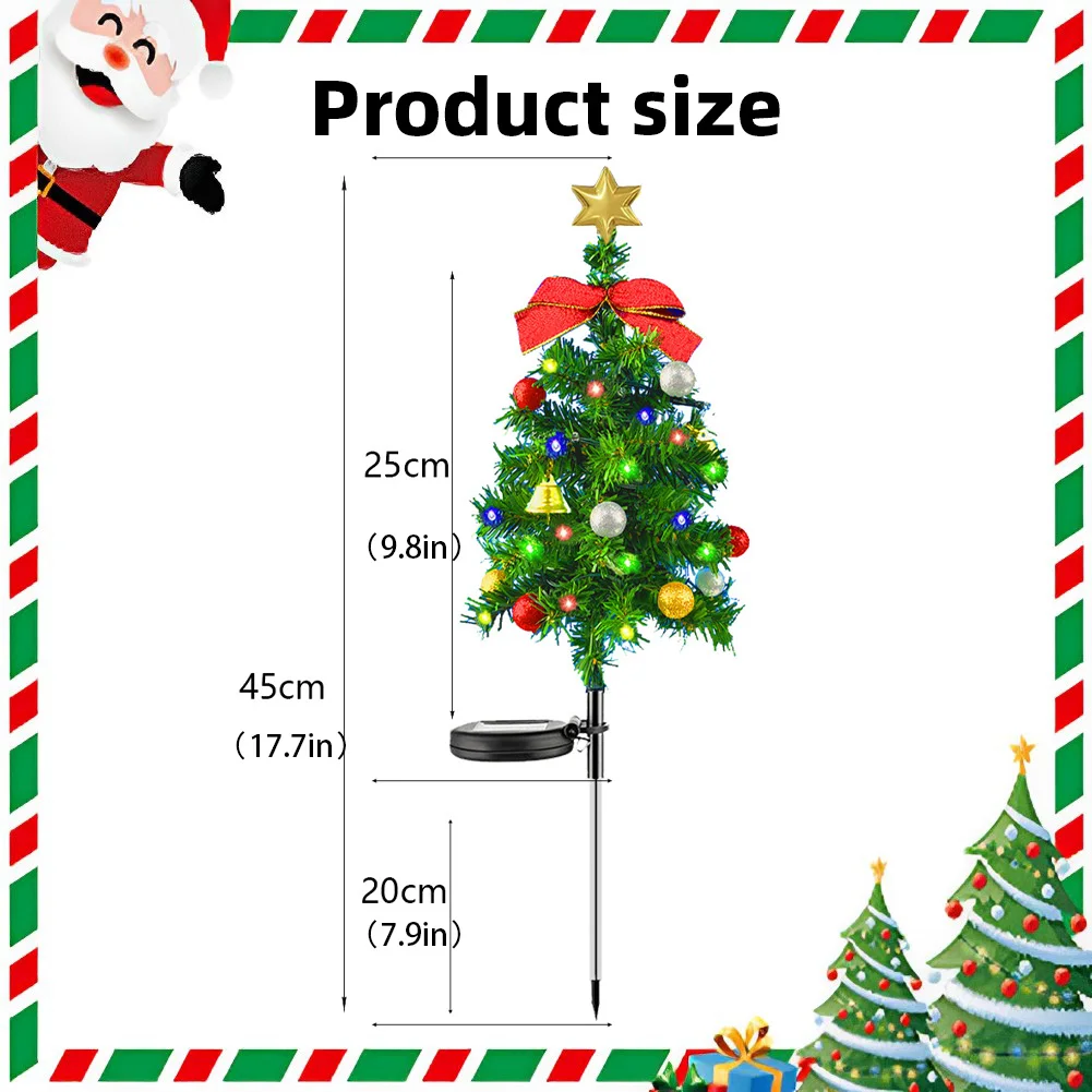 Impermeável Solar Christmas Tree Stake Lights, Paisagem Pathway Lights, Decoração ao ar livre Xmas, 2pcs