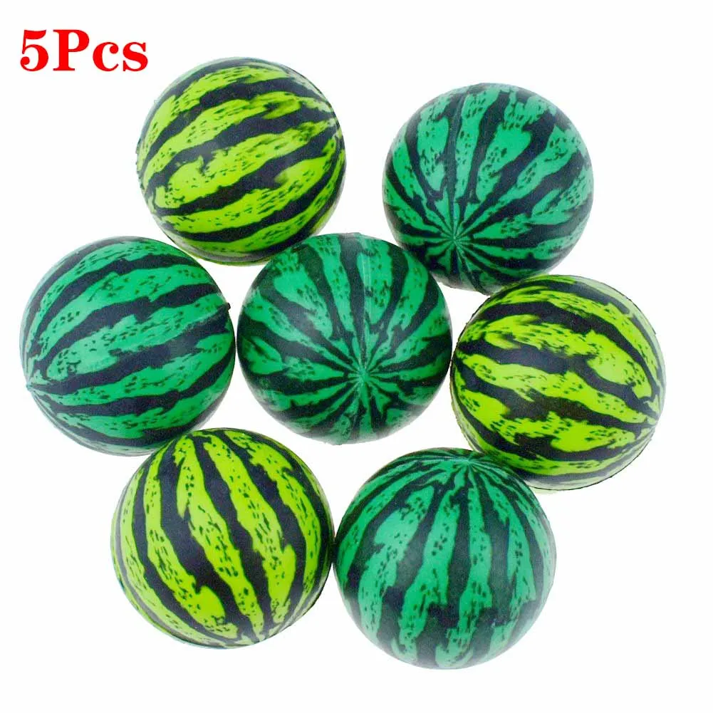 5Pcs 30MM Green Simulation Watermelon Bouncy Ball Toys Creative Children's Twister Egg Toys Mini Watermelon Bouncy Ball Toys