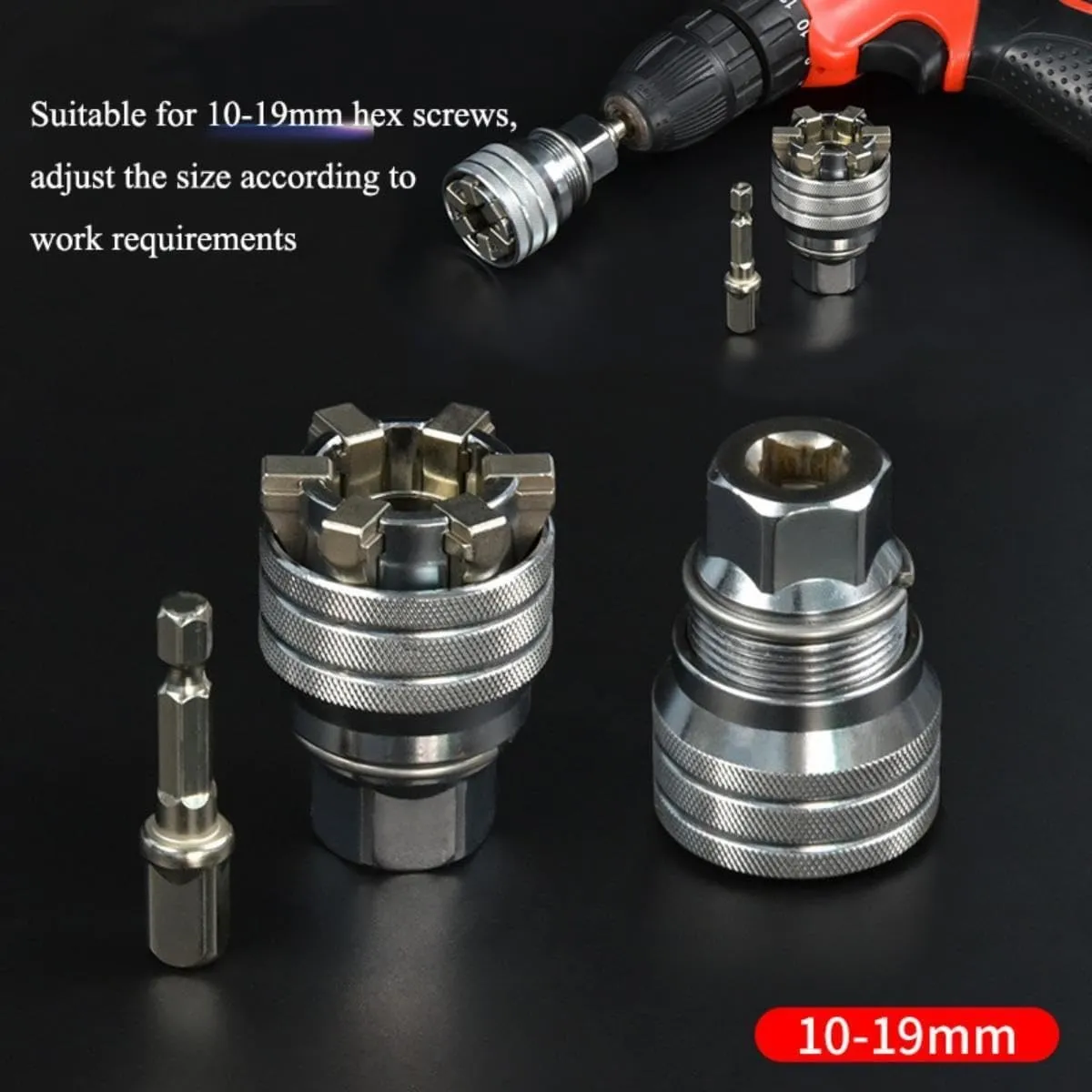Imagem -04 - Manga Universal Hex Soquete Torque Chave de Catraca Ferramenta de Reparo Ajustável 1019 mm pc