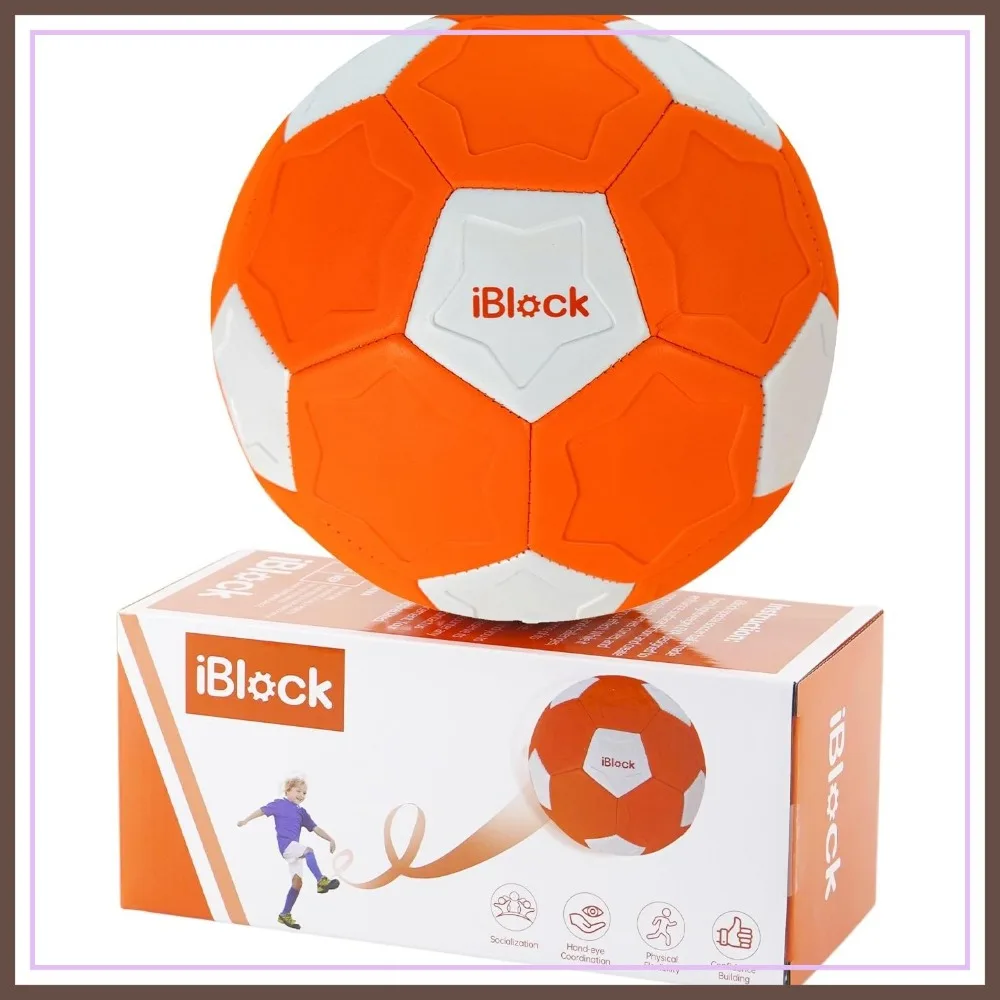

Size 4 Curve Soccer Ball for Kids 4-12, Soft Swerve Ball for Indoor Outdoor Play with Pump