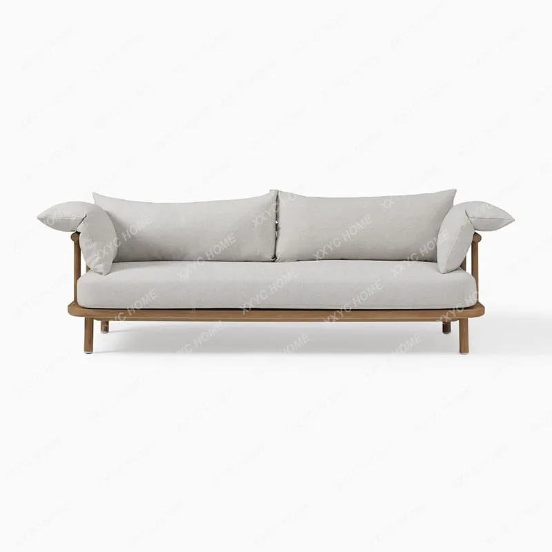 A  Living room solid wood sofa combination model room double triple fabric sofa