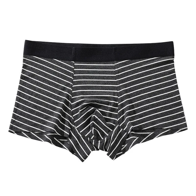 

Modal Men's Mid-Waist Briefs No Trace Striped Boxer Briefs